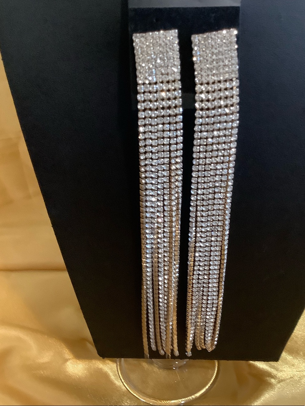 Silver Crystal Fringe Drop Earrings - Brand